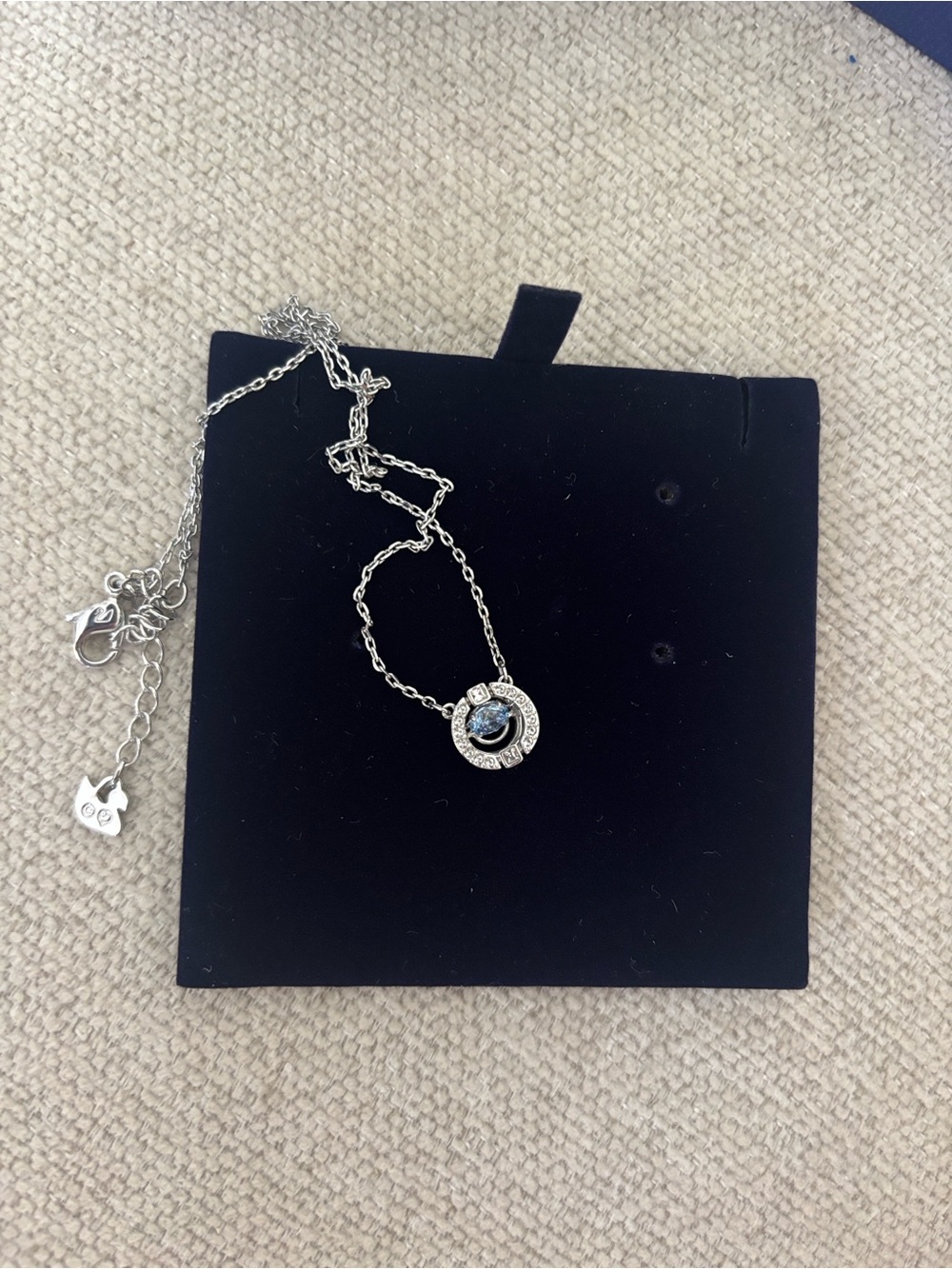 Swarovski Silver Necklace with Blue Center Crystal - Picture 2 of 6